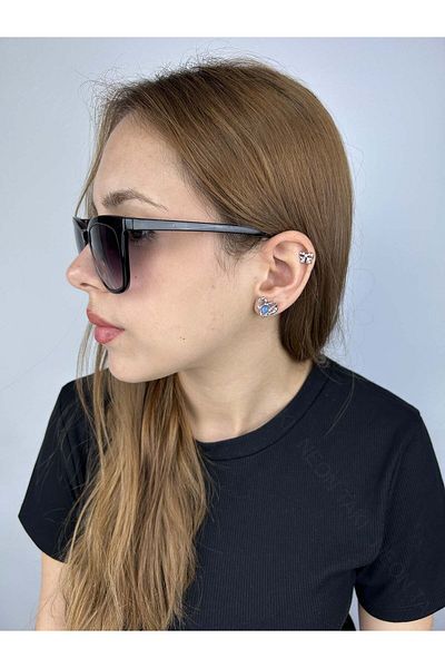 Neon Takı by Atalay Korean Style Galaxy Earrings with Sensitivity Tag and Heart Figure 592, Silver Color