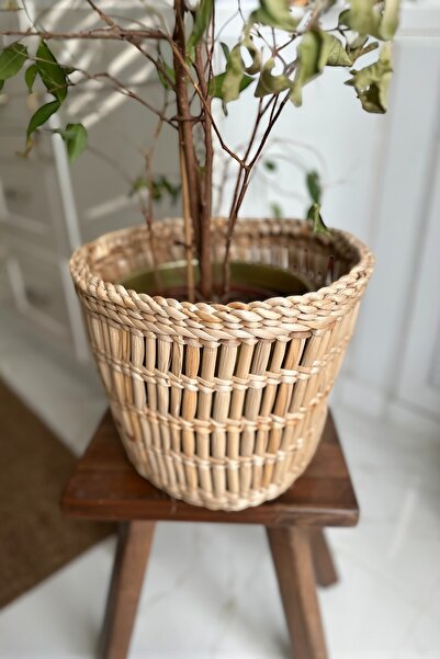 afralya home Hasır saksı modeli çap 28 cm ev balkon bahçe dekorasyonu modeli ...