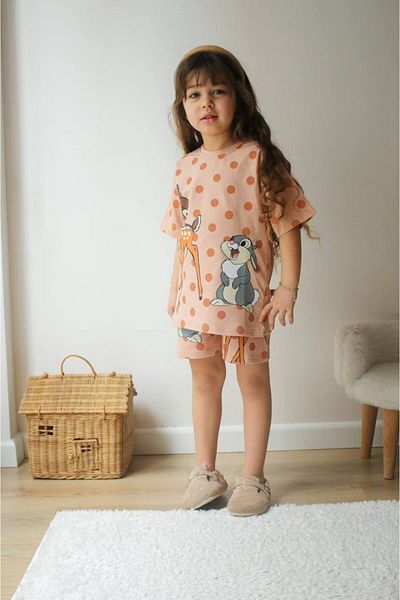 Canlook Ceylan Print Dataylı Girl's Short Sleeve Shorts Suit
