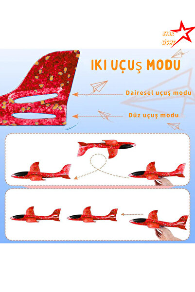 star250light Kırmızı Epp Silikonlu Köpük Planörü Uçak Çocuk Oyuncak-Eğitici Model Oyuncak-Elle Atılan Oyuncak
