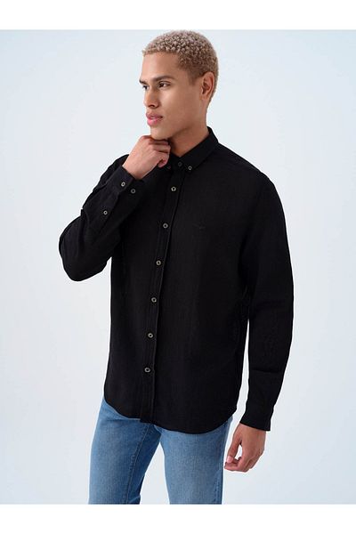 Loft Ανδρικό πουκάμισο Regular Fit Μαύρο Lf2038578