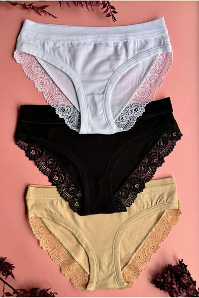 VicTroy Elosia – 3-Pack of Stylish and Comfortable Modal Fabric Women's Panties, Soft Lace Elegance