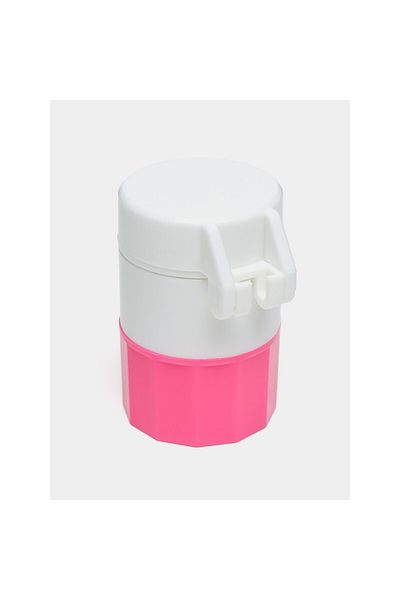 Flippy Flippy Multifunctional Pill Box, 4in1, Water Glass, Cutting, Crushing, Compact, ABS, White/Pink