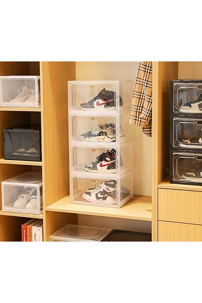 Flippy Flippy Shoe Organizer, 36x28x21 cm, Transparent, PP+ABS, with Magnetic Side Doors