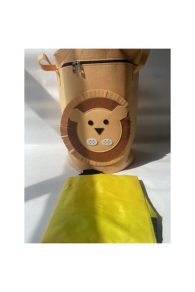 Flippy Flippy 2in1 Storage Box, Lego Toy Carpet 150cm, Large, Handles, Height 40cm, Lion, Brown