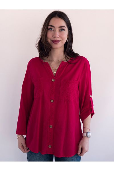 citycenterfashion بلوزة نسائية مقاس كبير 100% قطن عضوي Cty-akc-gp3 (25007)
