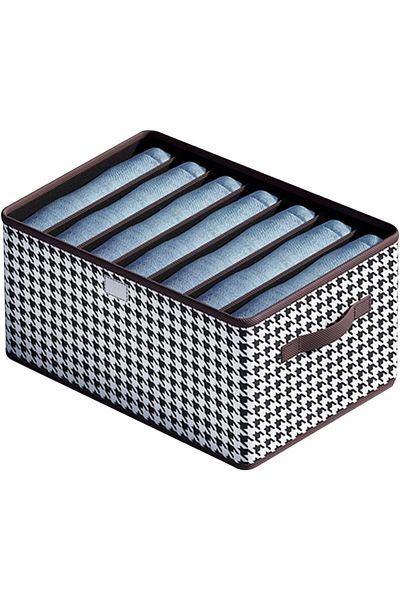 Flippy Storage Box, Flippy, For Underwear, Textile, 7 Compartments, 44x30x20 cm Black-White