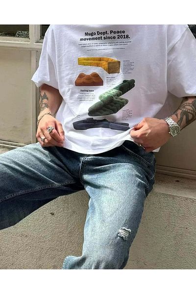 Bengi Clothing Tricou imprimat cu mânecă scurtă cu croială supradimensionată