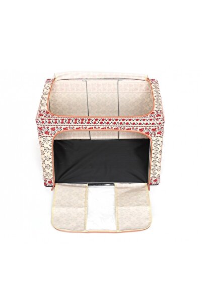 Flippy Foldable Storage Box, Flippy, 66 L, Cotton and Linen, 52 x 42 x 39 cm, Front Window, 2-Way Zipper Ac