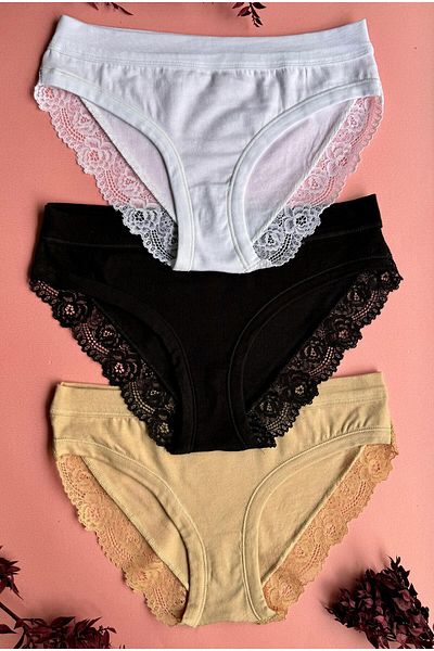 VicTroy Elosia – 3-Pack of Stylish and Comfortable Modal Fabric Women's Panties, Soft Lace Elegance