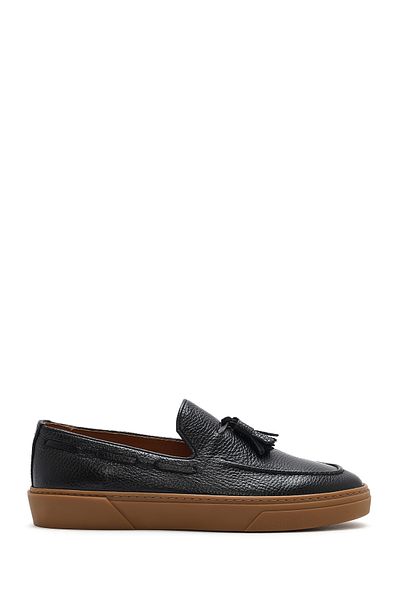 Derimod Men's Black Tasseled Leather Loafer 25Sfd6313Ft
