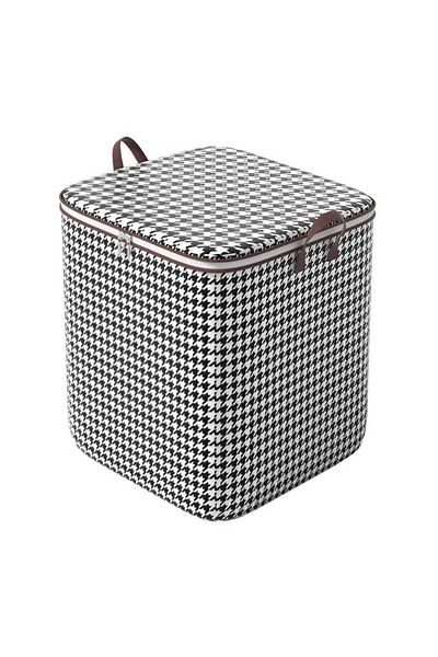 Flippy Foldable Storage Box with Zipper, 56x45x56 cm, 140L, Black-White, for Clothes and Toys