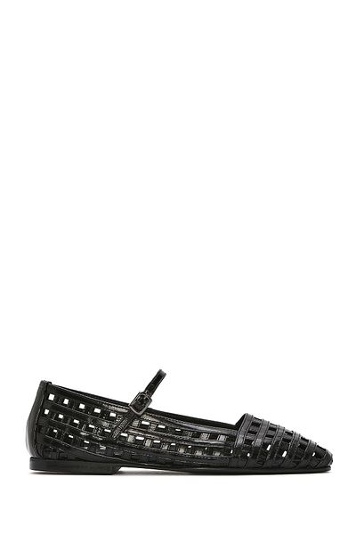 Derimod Women's Black Banded Patent Leather Ballerinas 25Sfd 182516