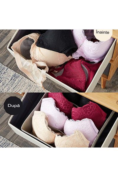 Flippy Storage Box For Underwear And Socks, Textile Material, 6 Compartments, 32 X 16 X 10 Cm Grey
