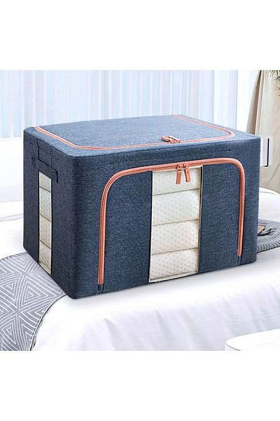 Flippy Storage Box 66 L, 50x40x33 cm, Metal Frame, Stable Plastic Base Support Dark Blue