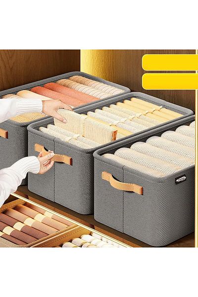 Flippy Storage Box, For Clothes, Things, Metal Frame, 48 X 28 X 25 Cm, ​​Volume 34 L Grey