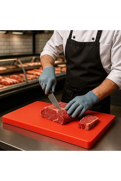 ÖZBURAK Cutting Board - 30X50X2 cm Meat and Fruit Container (Red)
