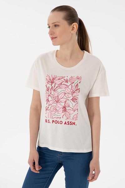 U.S. Polo Assn. Γυναικείο μπλουζάκι με λαιμόκοψη με μοτίβο TEKSPOR 210409 .4