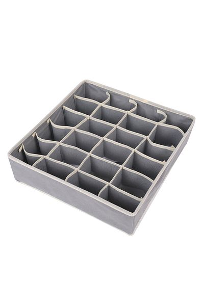 Flippy Storage Box, For Underwear And Socks Textile, 24 Compartments 32 X 32 X 10 Cm Grey