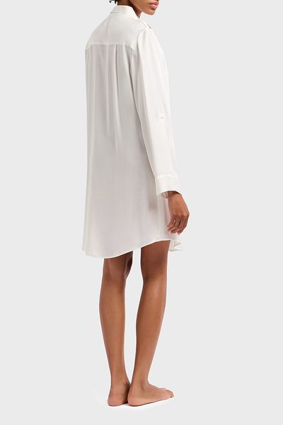 Emporio Armani Relaxed Fit Logo Lace Detailed Short Shirt Dress Shirt Dress Ew 000568   Af1