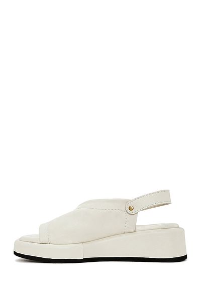 Derimod Women's Beige Ankle Buckle Thick Soled Leather Sandals 25Sfd 201318