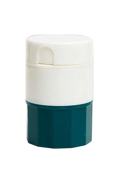 Flippy Flippy Multifunctional Pill Box, 4in1, Water Glass, Cutting, Crushing, Compact, ABS, White/Green