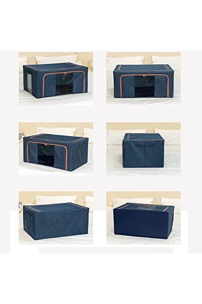 Flippy Foldable Storage Box, Flippy, with Zipper, 100 L, Textile, 60x42x40 cm, Metal Frame, Stable Plastic
