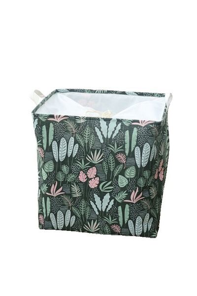Flippy Cutie Depozitare Pliabila Flippy, Impermeabila, Snur, 100L, Manere, 50x50x40 cm, Frunze, Verde