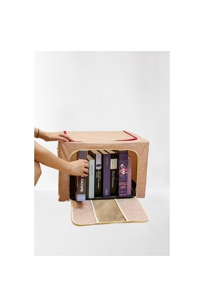 Flippy Storage Box 66 L, 50x40x33 cm, Metal Frame, Stable Plastic Base Support, Powder Pink