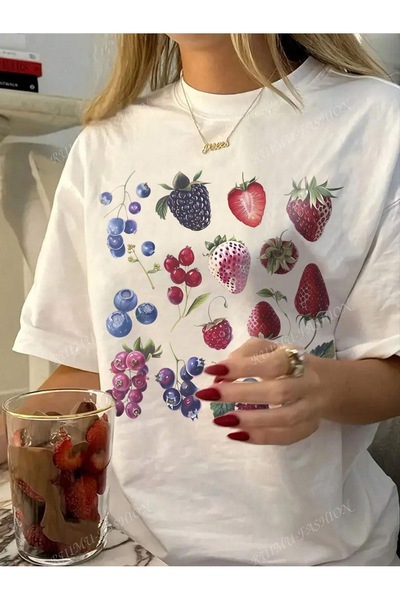 Bengi Clothing تي شيرت مطبوع بأكمام قصيرة وقصة كبيرة الحجم