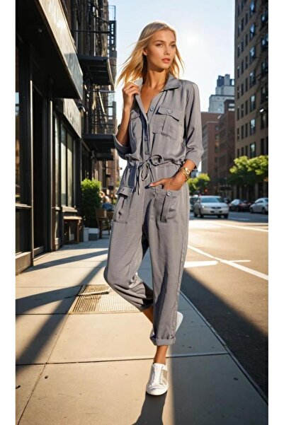 Pasaklı Giyim Women's Safari Smoked Long Sleeve Lace-Up Waist Buttoned Pocket...