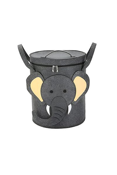 Flippy Flippy 2in1 Storage Box, Lego Toy Carpet 150cm, Large, Handles, Height 40cm, Elephant, Gray