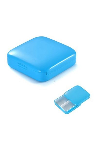 Flippy Medicine storage box, 2 compartments, Sliding, Blue, Square, Flippy, Airtight closure