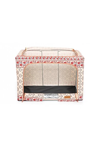 Flippy Foldable Storage Box, Flippy, 66 L, Cotton and Linen, 52 x 42 x 39 cm, Front Window, 2-Way Zipper Ac