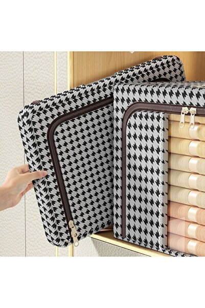 Flippy Flippy Foldable Storage Box, 24L, Textile, 40x30x20 cm, Metal Frame Zebra Design Black White