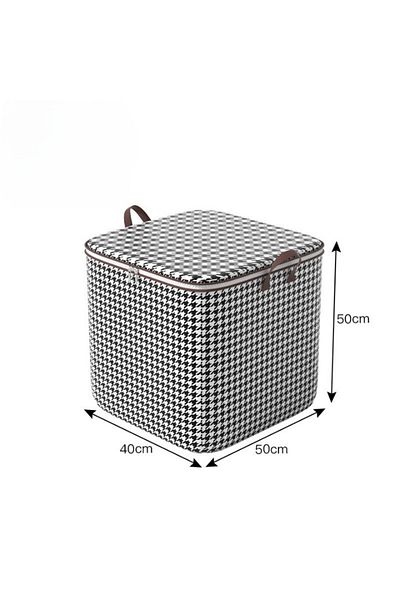 Flippy Storage Box With Zipper, Foldable, For Clothes, Bedding, 40x50x50 Cm, 100 L Black White Checkered