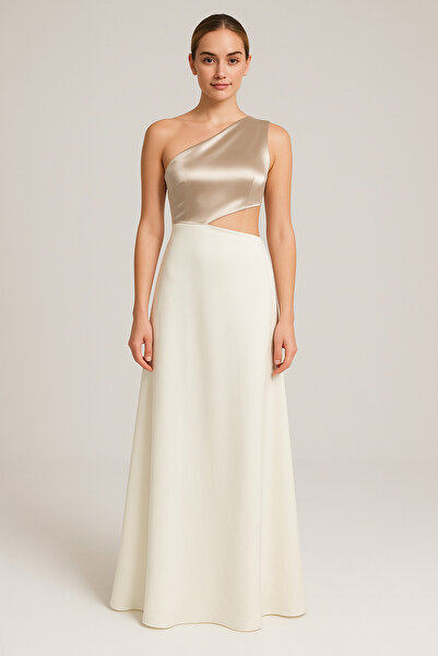 MERT ERKAN Cut-Out & Püskül Detaylı İpek Davet Elbisesi