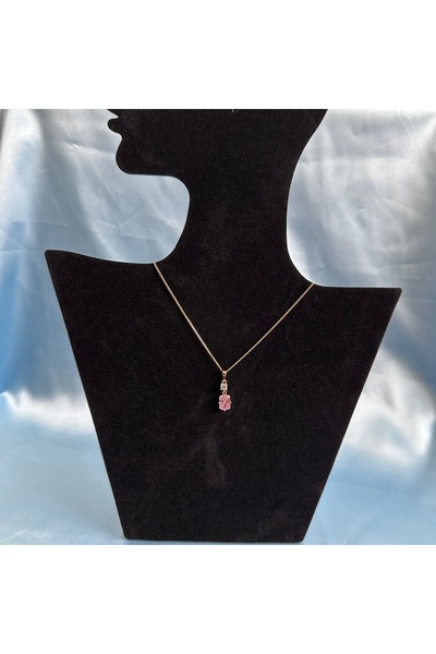 XUPING JEWELRY 316L Çelik Pembe Zirkon Taşlı Rose Kolye