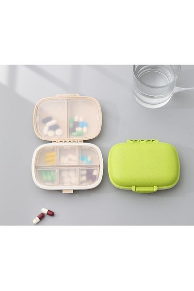 Flippy Medicine Organizer, Plastic, 8 Compartments, 0.1 L, Green, Flippy, 11 x 7 cm
