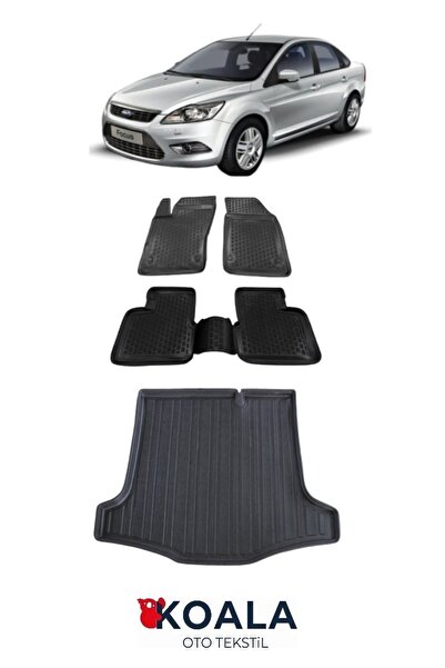 KoalaOtoTekstil Ford Focus 2 Sedan (2005-2010) Havuzlu Paspas VE Bagaj Havuzu
