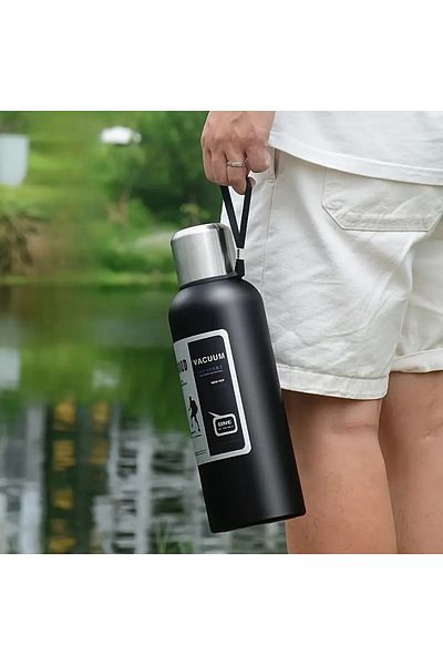 T Sports Large Capacity Stainless Steel Insulated Sports Bottle with Tea Cup,Leak-Proof Lid,Camping,Hiking