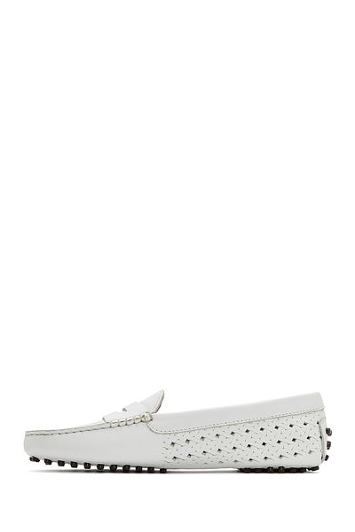 Derimod Women's White Leather Loafer 25Sfd 291118