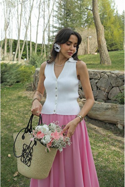 Havoş Ecru Davino Polo Neck Knitwear Vest