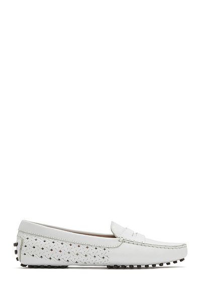 Derimod Women's White Leather Loafer 25Sfd 291118