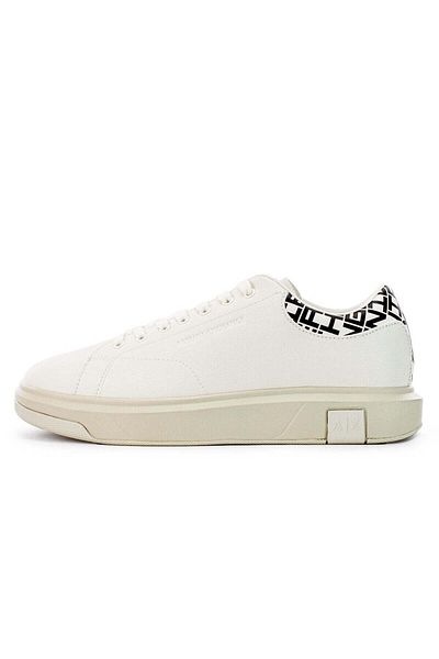 Armani Exchange Men's Cream Sneaker Xux123 Xv761-N480 Comfortable and Flat Sole Back Logo Pattern