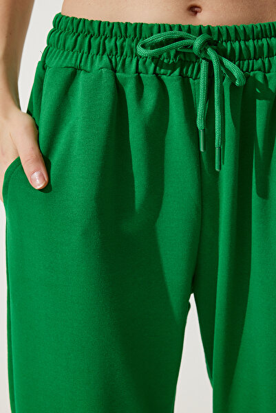 Happiness İstanbul Γυναικεία πράσινη φαρδιά φούτερ για τζόκινγκ AP00158