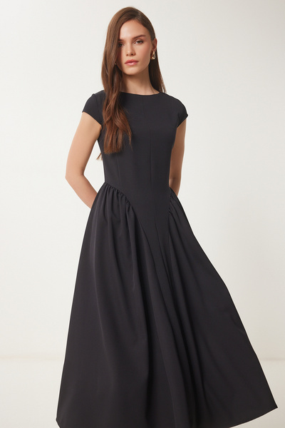 Happiness İstanbul Dámské černé midi šaty UB00359