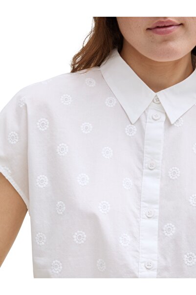 Tom Tailor Denim Haftowana bawełniana koszula