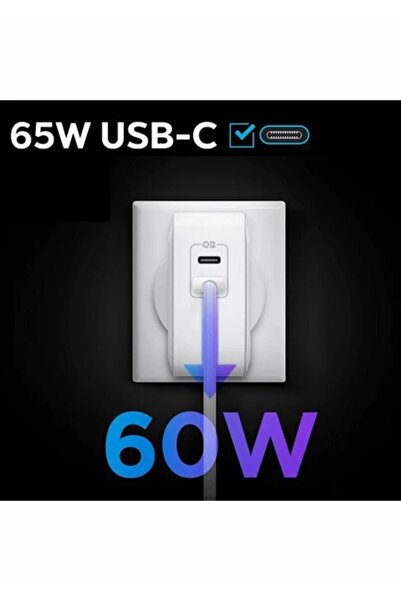 Spigen 65W GaN USB-C 2 Port Adaptör - Hızlı Şarj Aleti & MacBook Type-C PE2007 White - ACH02693