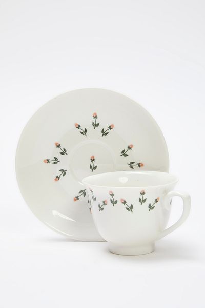 Trendyol Collection 2-Person Porcelain Floral Printed Coffee Cup Set Tphss25Kfc00008